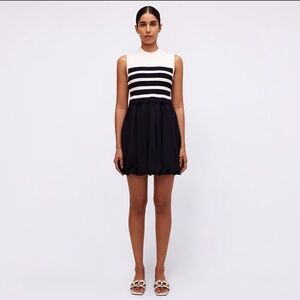 SIMKHAI Juni Striped Knit & Cotton Poplin Bubble Mini Dress - Size M